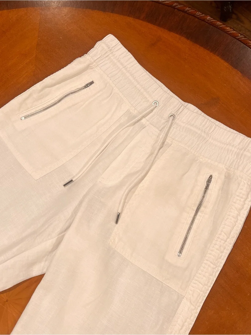 Athleta Women’s Cabo Linen Jogger Pant White 6 Mid-Rise Semi-Fitted Beach Travel